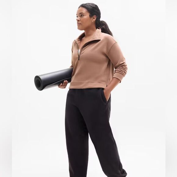 Athleta Taupe Quarter-Zip Sweatshirt - Picture 3 of 13